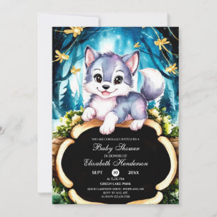 Pastel Little Wolf Baby Shower Invitation