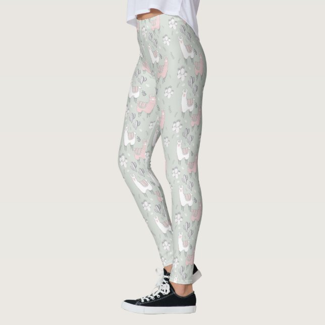 Pastel Llama Pattern Leggings (Left)