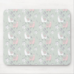 Pastel Llama Pattern Mouse Mat