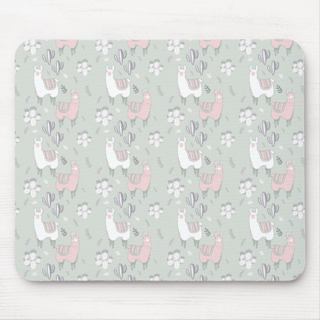 Pastel Llama Pattern Mouse Mat (Front)