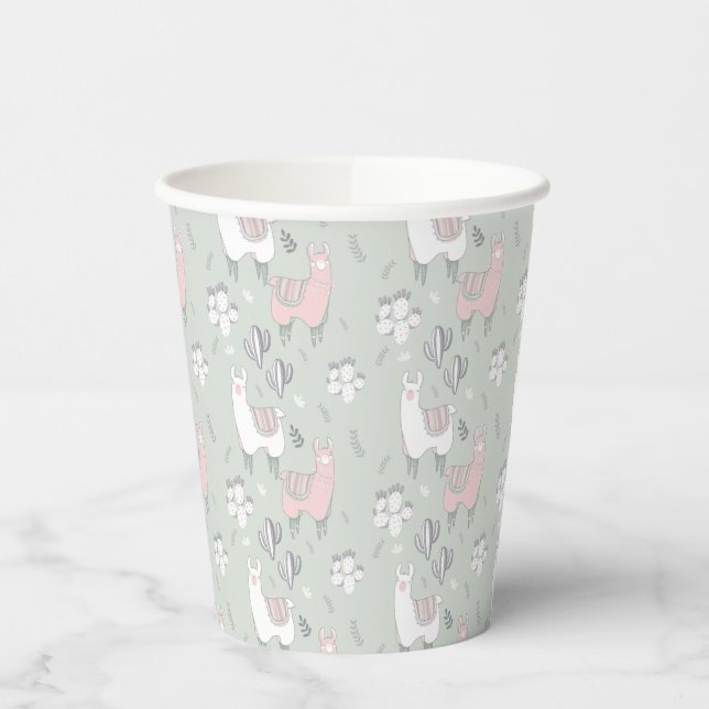 Pastel Llama Pattern Paper Cups (Left)