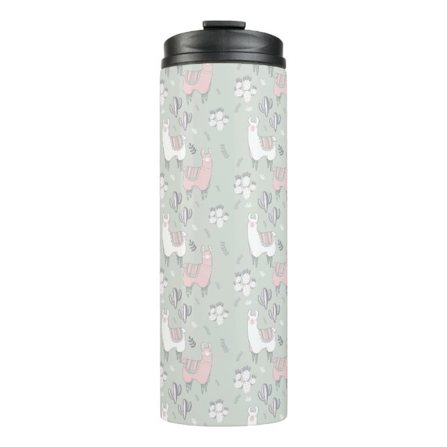 Pastel Llama Pattern Thermal Tumbler (Front)