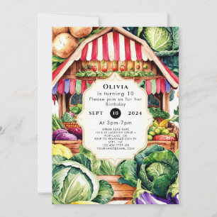 Pastel Locally Grown Farmers Market Birthday Invitation
