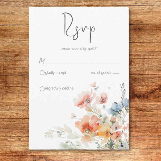 Pastel Loose Wildflowers Modern Wedding RSVP Card (Pastel Loose Wildflowers Modern Wedding RSVP Card)