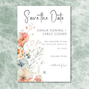 Pastel Loose Wildflowers Modern Wedding Save The Date