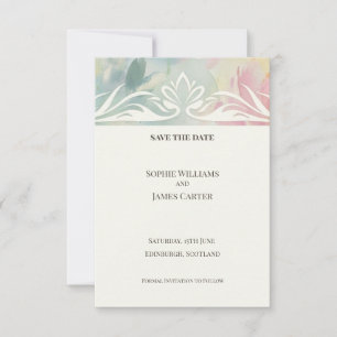 Pastel Lotus Art Nouveau Save The Date Card