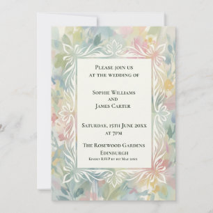 Pastel Lotus Art Nouveau Wedding Invitation