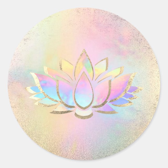 • pastel lotus flower logo classic round sticker (Front)
