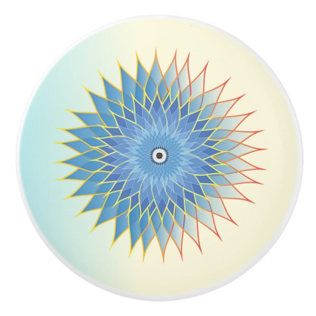 Pastel Lotus Flower Meditation Mandala Ceramic Knob (Front)