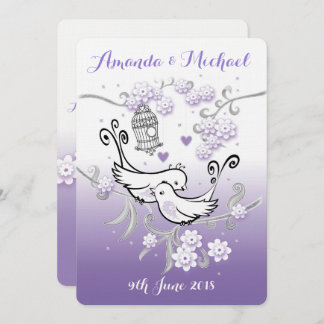 Pastel love birds personalised wedding invite