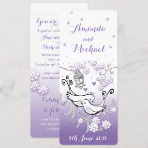 Pastel love birds personalised wedding invite