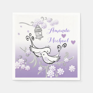 Pastel love birds wedding custom serviette napkin