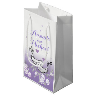 Pastel love birds wedding glossy gift bag