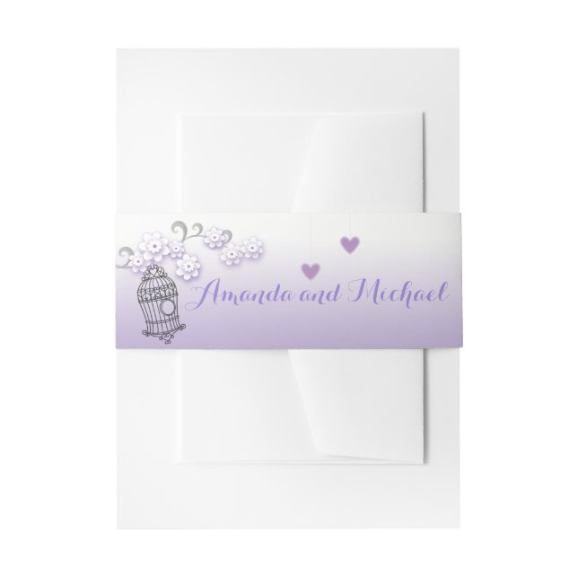 Pastel love birds wedding stationery Belly Band Invitation Belly Band (Front Example)