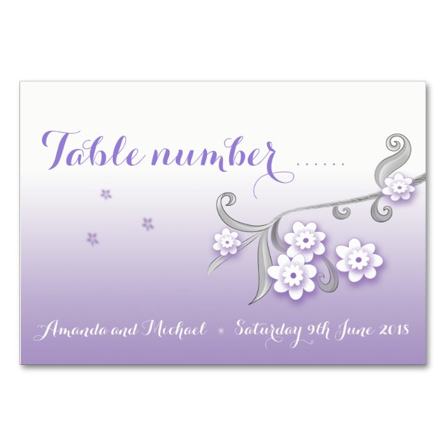 Pastel love birds wedding table number card (Front)