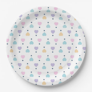 Pastel Love Heart Pattern Paper Plate
