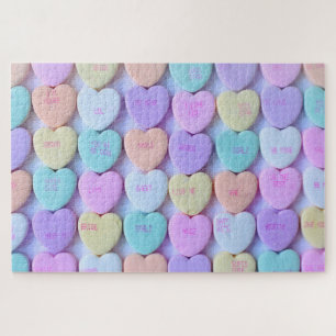 Pastel Love Hearts Candy Words Jigsaw Puzzle