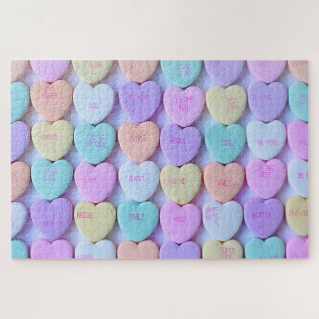 Pastel Love Hearts Candy Words Jigsaw Puzzle (Horizontal)