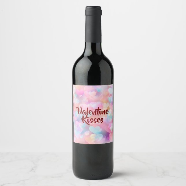 Pastel Love & Romance Valentine Wine Label (Front)