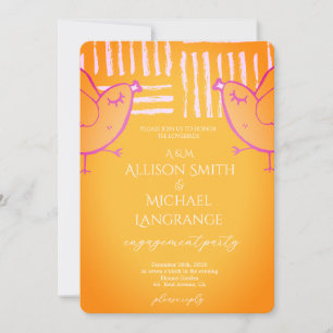 Pastel Lovebirds Engagement Party Invitation