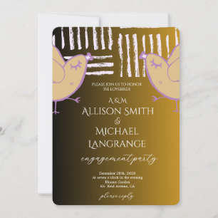Pastel Lovebirds Engagement Party Invitation