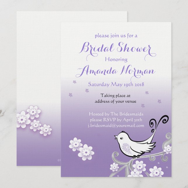 Pastel lovebirds wedding Bridal Shower invite (Front/Back)