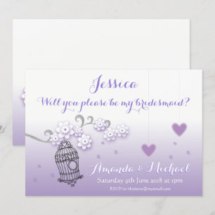 Pastel lovebirds wedding custom Bridesmaid invite