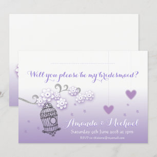 Pastel lovebirds wedding custom Bridesmaid invite