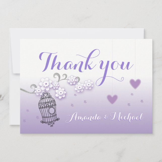 Pastel lovebirds wedding custom Thank You card (Front)
