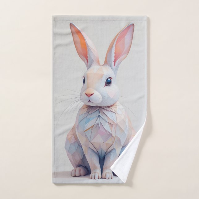 Pastel Low-Poly Bunny Hand Towel (Hand Towel)