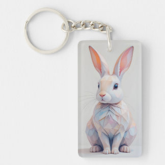 Pastel Low-Poly Bunny Key Ring