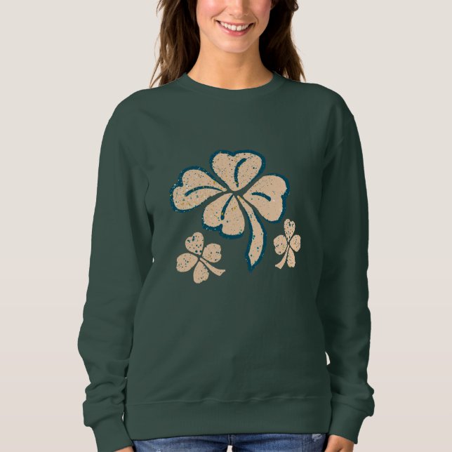 Pastel Lucky Shamrock Clover St. Patrick`s Day Sweatshirt (Front)