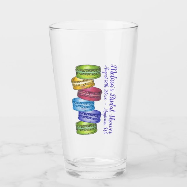 Pastel Macaron Cookies French Bakery Pastries Glass (Front)