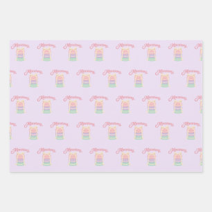 Pastel Macarons Cute Bakery Pattern Purple Wrapping Paper Sheet