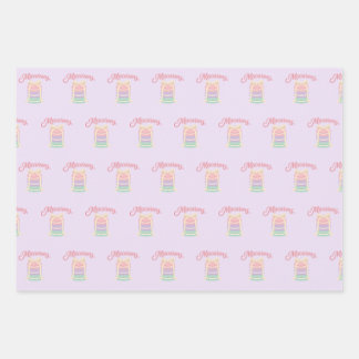 Pastel Macarons Cute Bakery Pattern Purple Wrapping Paper Sheet