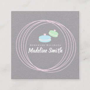 Pastel Macarons Logo Bakery Baker Square Business Card