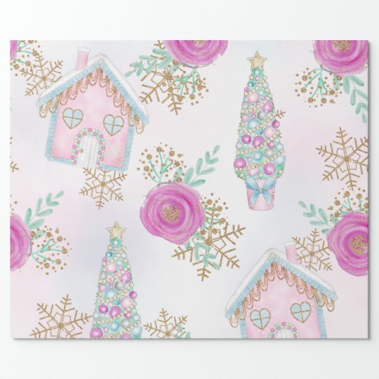 Pastel Magic Christmas Wrapping Paper Zazzle.co.uk