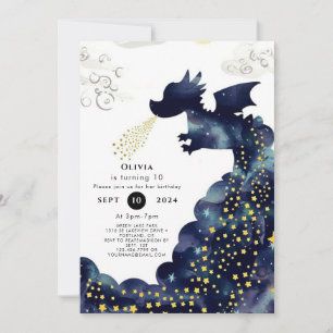 Pastel Magic Dragon Birthday Invitation