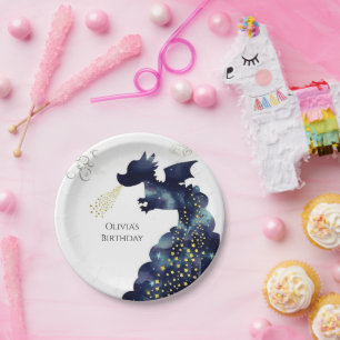 Pastel Magic Dragon Birthday Paper Plate