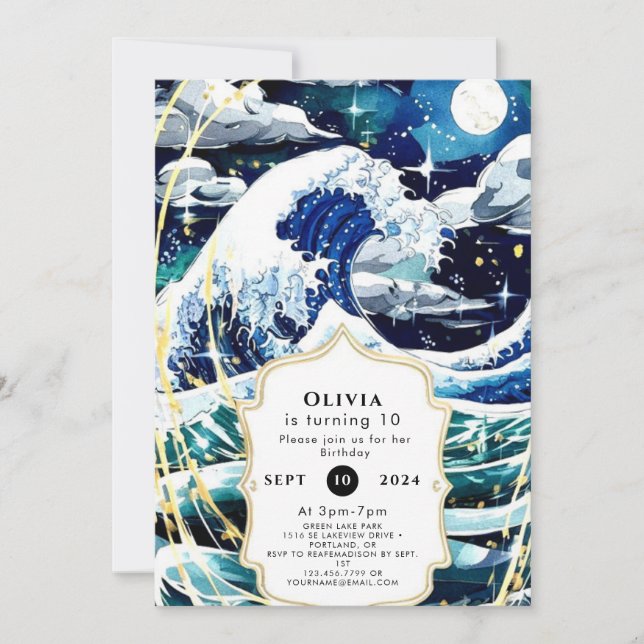 Pastel Magical Fun Ocean Waves Birthday Invitation (Front)
