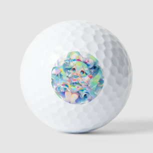 Pastel Magical Idol Girl Chibi Anime Golf Balls