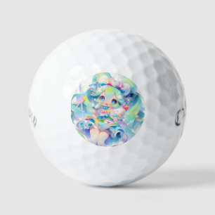 Pastel Magical Idol Girl Chibi Anime Golf Balls