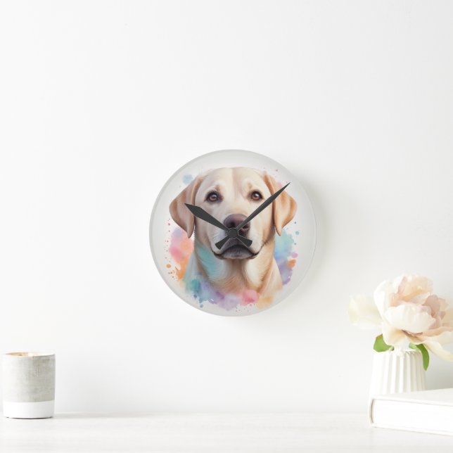 Pastel Magical Labrador Retriever Artwork Round Clock (Home)