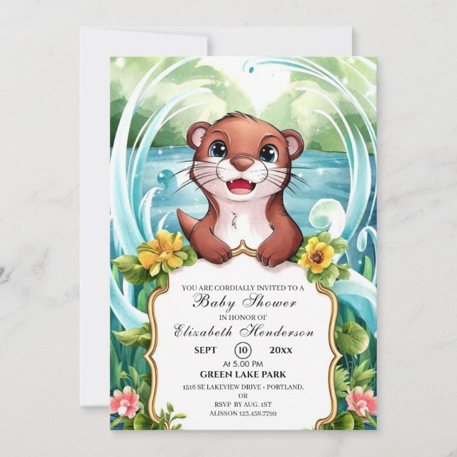 Pastel Magical Otter Baby Shower Invitation (Front)