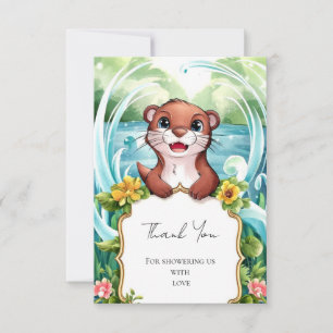 Pastel Magical Otter Baby Shower Thank You Card