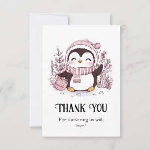 Pastel Magical Penguin Baby Shower Thank You Card