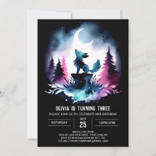 Pastel Magical Wolf Birthday  Invitation