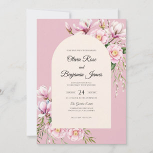 Pastel Magnolia Wedding Invitation