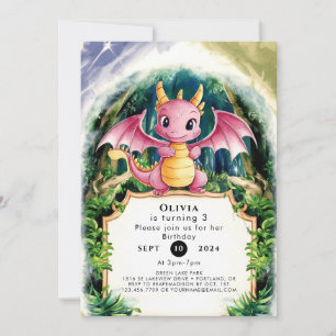 Pastel Majestic Dragon Birthday Invitation