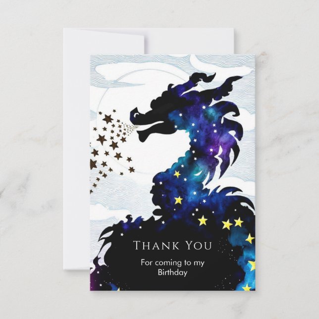 Pastel Majestic Dragon Birthday Thank You Card (Front)
